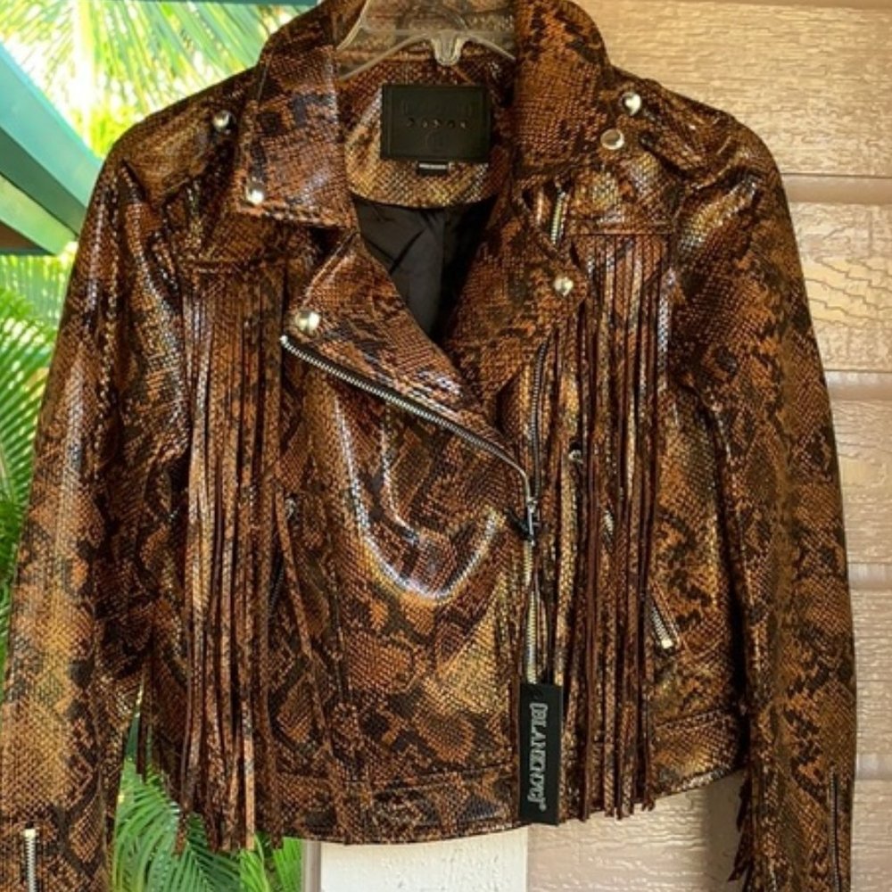 NWT Blank NYC Faux Leather Fringe Snakeskin Small